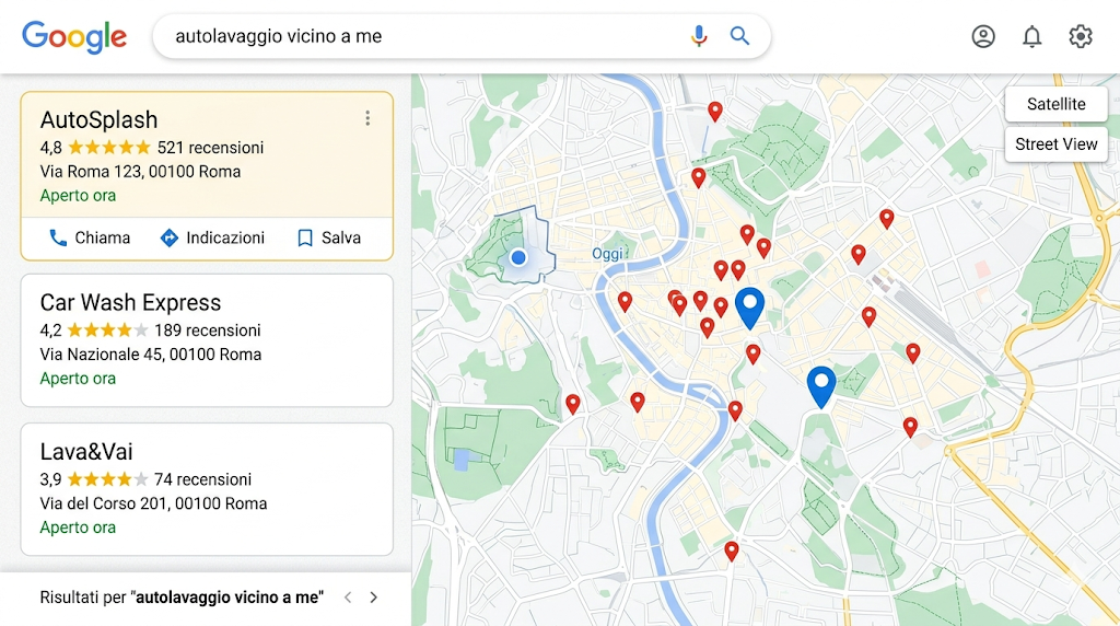 Demo SEO Google autolavaggio