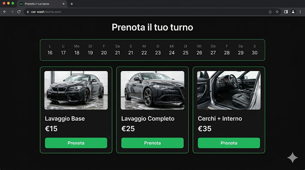 Demo prenotazione autolavaggio