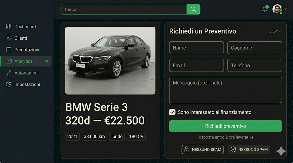 Demo richiesta preventivo concessionaria