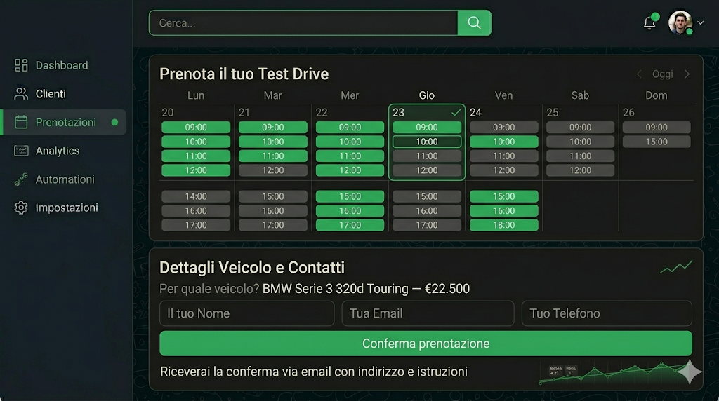 Demo prenotazione test drive concessionaria